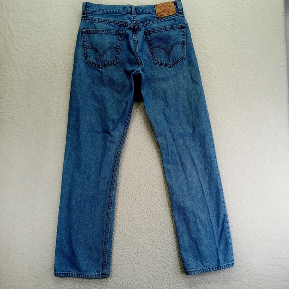 Levi‎ Strauss 505 Regular Fit Mens Jeans Blue Denim W33 L34 Stain - Picture 9 of 10